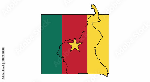 Outline map of Cameroon on national flag