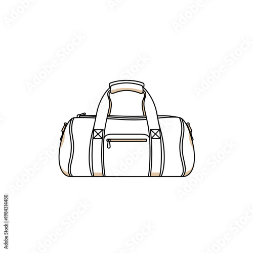 Sport duffel bag with zipper in minimalist style and neutral colors  