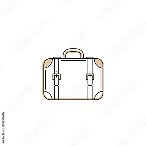 Vintage leather suitcase with buckles in minimalist design  