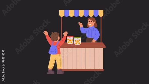 Child Watching Deal   animation alpha channel 