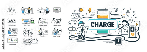 Electric vehicle and device charging concepts with solar power and eco dashboard