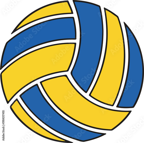 Volleyball Ball Icon in Blue and Yellow Colors
