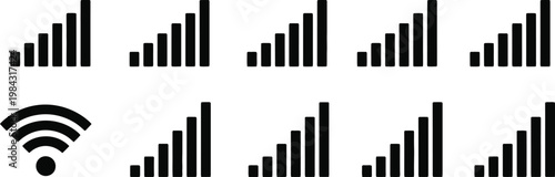 Wireless signal strength and wi-fi icons with signal bars wifi icon strength wireless connection