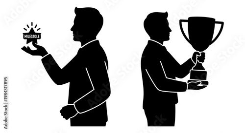 Celebrating achievements with milestones and trophies as symbols of success Vector, illustration