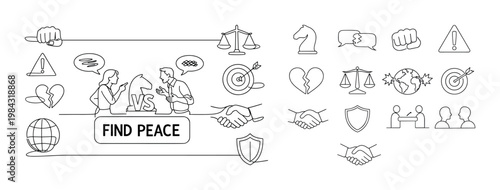 Finding peace through negotiation and understanding, overcoming conflict and disagreement