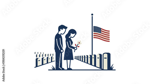 Couple Pays Respects at Military Cemetery on Memorial Day