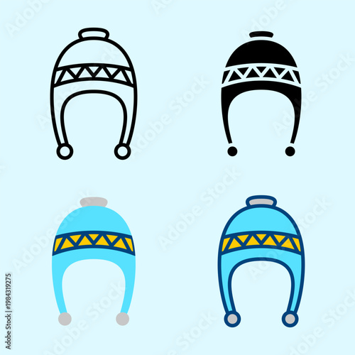 minimal line winter clothing icon wool hat knit fashion cold weather accessory warmth editable stroke concept