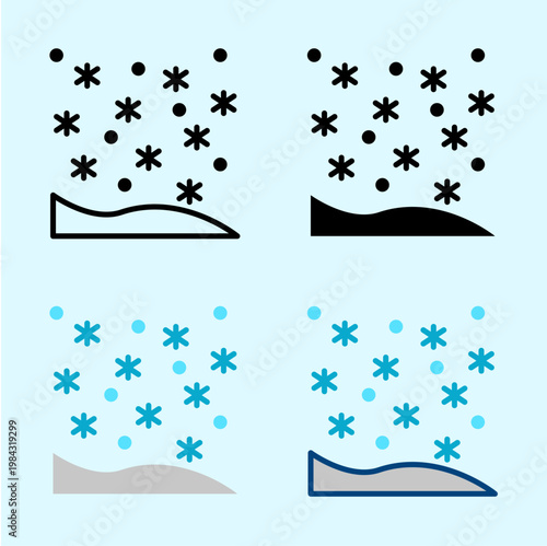 minimal line weather icon snowfall winter season cold climate snowflakes editable stroke concept