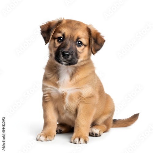 golden retriever puppy on white background