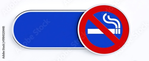 Blue no smoking sign on white background warning for restricted zones and safety