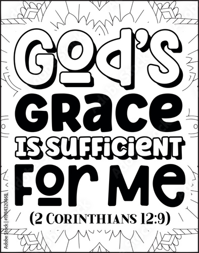 Bible Verse Quote Coloring Page for Adults. Holy Bible Quote Mandala Coloring Page