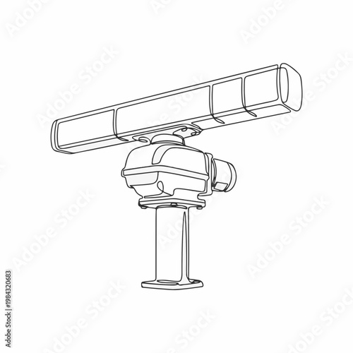 Radar system, a technological marvel for navigation and surveillance. This image shows the complex machinery in detail.