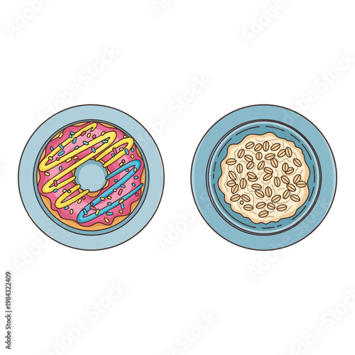 Circular diagram showing cross-sections of donuts with different fillings Vector, illustration