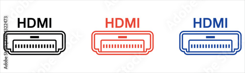 High-quality flat lay of HDMI connectors in different colors, ideal for technology, electronics, connectivity, and digital device marketing materials.