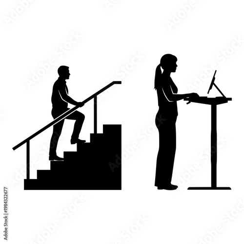 Contrast of traditional and modern presentation methods in a public speaking scenario Vector, illustration