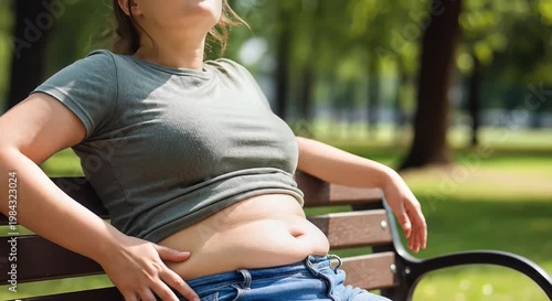summer park scene: person resting on bench outdoors