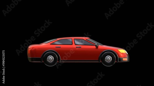 3D Car with Spinning Wheels | Alpha Channel