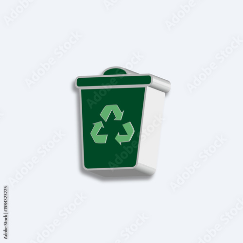 3d glossy of green trash bin icons design