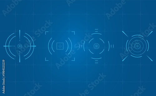 Collection of Digital Crosshair and Targeting Reticle Icons for Futuristic User Interfaces and Gaming