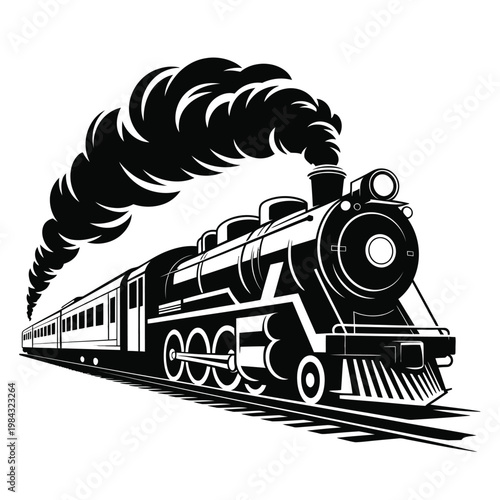 A vintage steam train traveling along a railway track