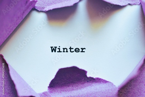 winter write on purple background 