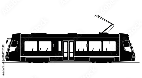 Modern tram vehicle public transport.