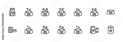 A minimal line icon set of pets and dogs designed for clean and simple UI, web and mobile applications, and general-purpose use.