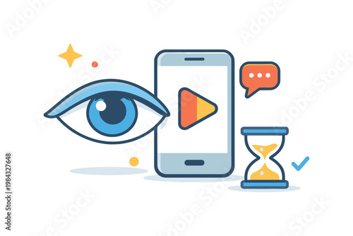 Attention economy and content consumption habits in modern digital environments highlighting competition for user focus and mindful engagement decisions, a human eye