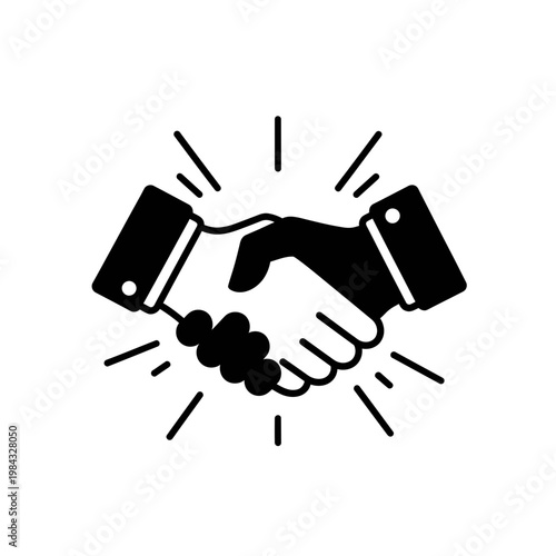 Business Handshake Icon with Radiating Lines Vector

