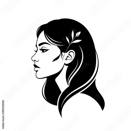 Woman Face Line Art Portrait – Minimalist Female, Beauty, Black and White, Elegant, Modern Vector

