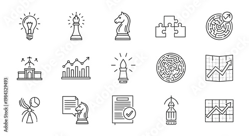 Business icons for strategy and planning.