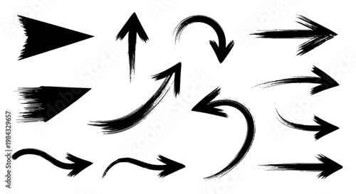 Collection of black arrows pointing directions.