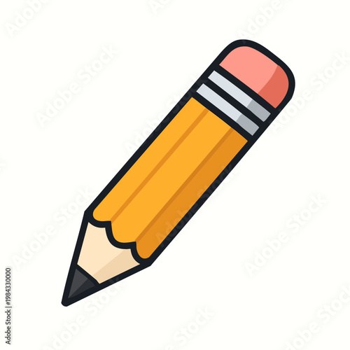 Colorful cartoon pencil icon with pink eraser