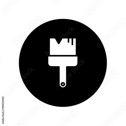 Paintbrush icon with dripping paint on black circle background