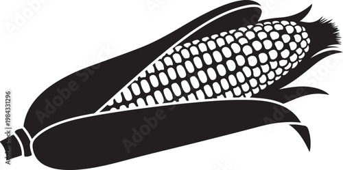 Black corn icon, corn silhouette, vector corn, agricultural symbol, food illustration