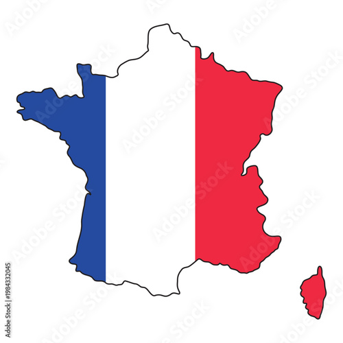 France outline map filled w...