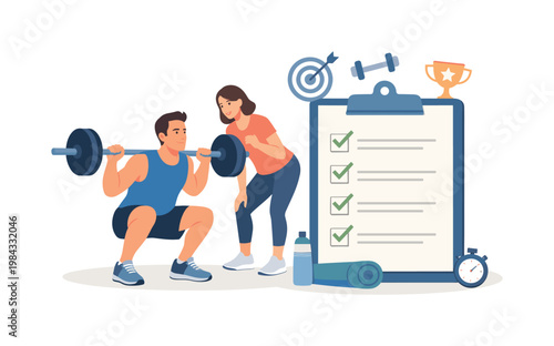 Personal training moment where an individual builds strength and endurance through guided or independent workouts, highlighting goal setting, persistence, and physical