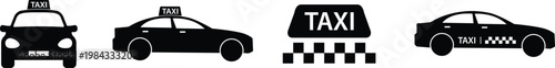 Taxi Icon Set with Car Silhouette 