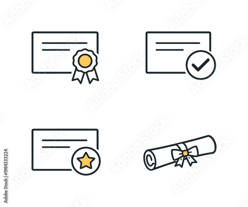 Certificates and official documentation concept representing achievement verification professional credentials and formal recognition in business and education
