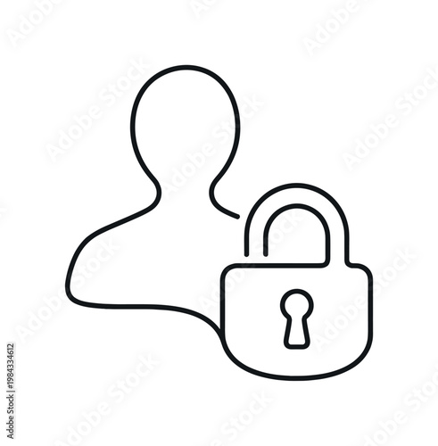 Ensuring secure digital access and protecting sensitive identity information in a connected modern system, a minimal line shaping a user outline that seamlessly