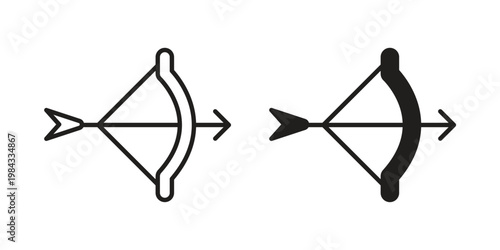Archery icon, thin line symbol, editable stroke eps 10