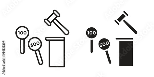 Auction icon, thin line symbol, editable stroke eps 10