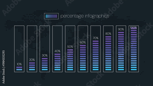10 20 30 40 50 60 70 80 90 100 percent charts. Vector percentage infographics. Illustrations for business, finance, progress, download, report, web design
