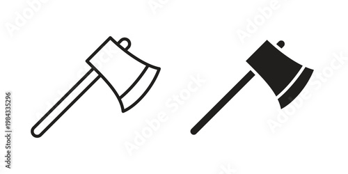 Axe icon, thin line symbol, editable stroke eps 10