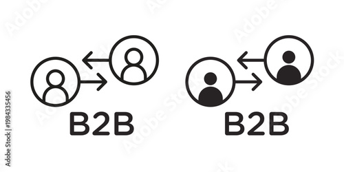 B2B icon, thin line symbol, editable stroke eps 10