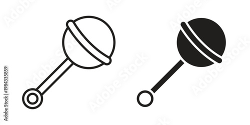 baby rattle icon, thin line symbol, editable stroke eps 10