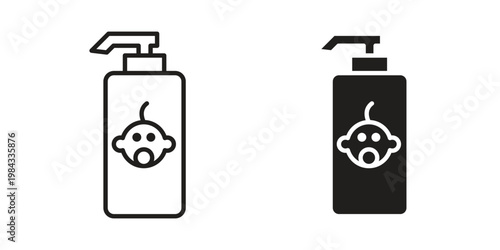 Baby shampoo icon, thin line symbol, editable stroke eps 10