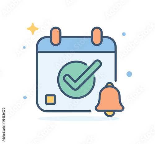 Appointment confirmation and reliable scheduling in a modern business context emphasizing trust and punctual coordination, a calendar icon with a bold checkmark combined