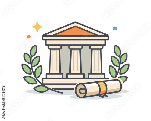 Cultural heritage preservation and historical appreciation in an educational context highlighting ancient architecture and timeless knowledge, a classical temple with
