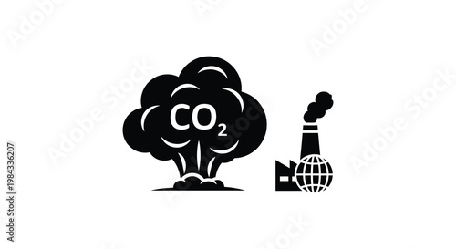 Industrial pollution emitting carbon dioxide a stark environmental warning silhouette